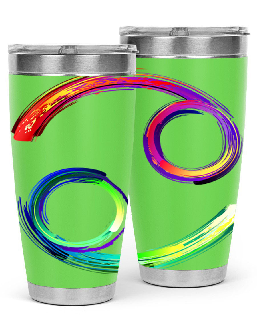 Cancer 560# Tumbler featuring a sleek design, double wall vacuum stainless steel, and a drink-thru lid, perfect for hot and cold beverages.