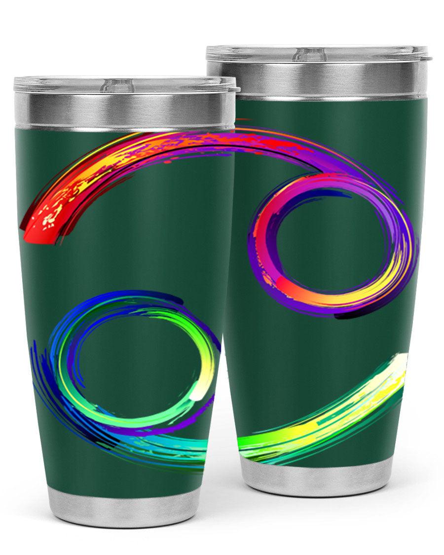 Cancer 560# Tumbler featuring a sleek design, double wall vacuum stainless steel, and a drink-thru lid, perfect for hot and cold beverages.