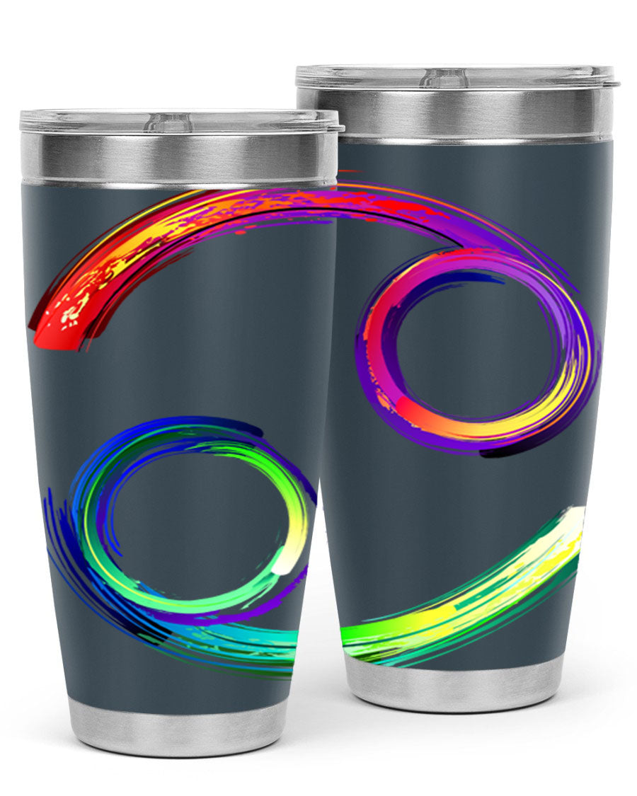 Cancer 560# Tumbler featuring a sleek design, double wall vacuum stainless steel, and a drink-thru lid, perfect for hot and cold beverages.