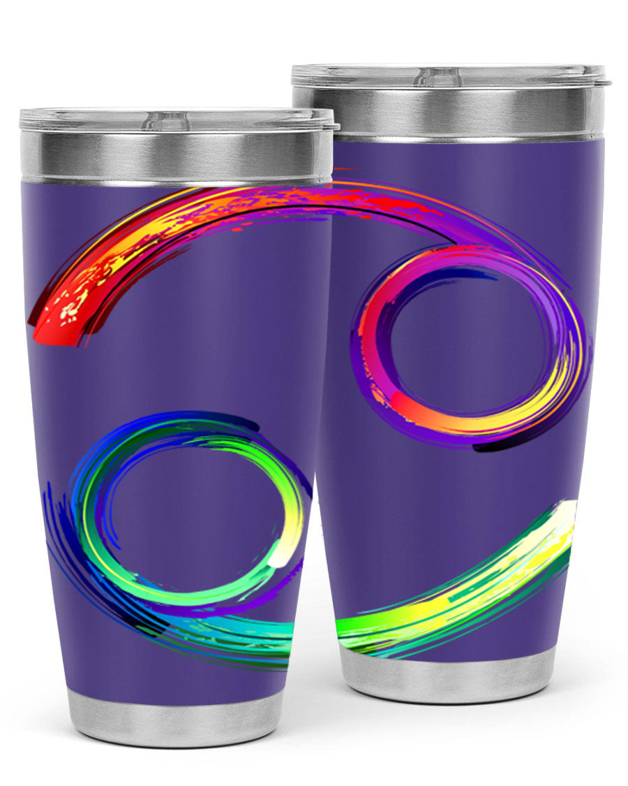 Cancer 560# Tumbler featuring a sleek design, double wall vacuum stainless steel, and a drink-thru lid, perfect for hot and cold beverages.