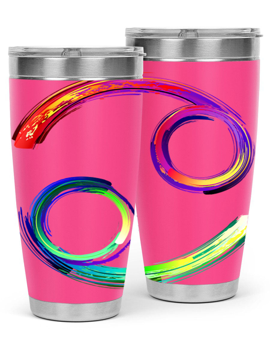 Cancer 560# Tumbler featuring a sleek design, double wall vacuum stainless steel, and a drink-thru lid, perfect for hot and cold beverages.