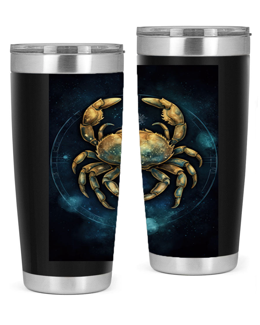 Cancer 57# Tumbler featuring a sleek design, double wall vacuum stainless steel, and a press-in drink-thru lid, ideal for hot and cold beverages.