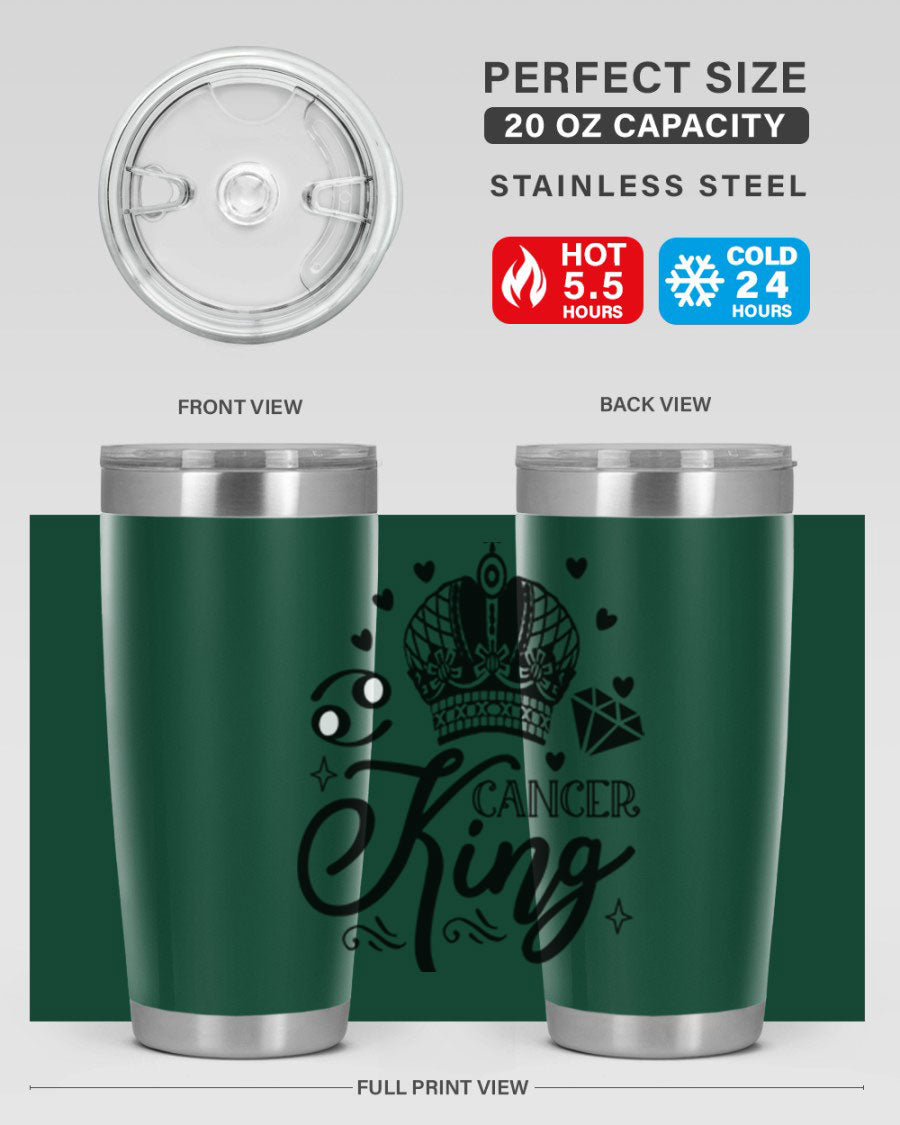 Cancer King 158# Zodiac Tumbler in stainless steel with a stylish design, perfect for hot and cold beverages.