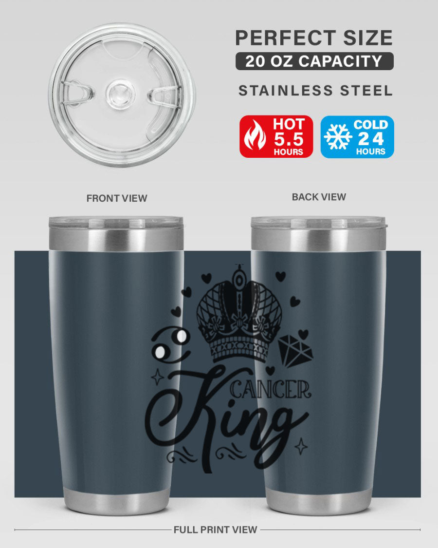 Cancer King 158# Zodiac Tumbler in stainless steel with a stylish design, perfect for hot and cold beverages.