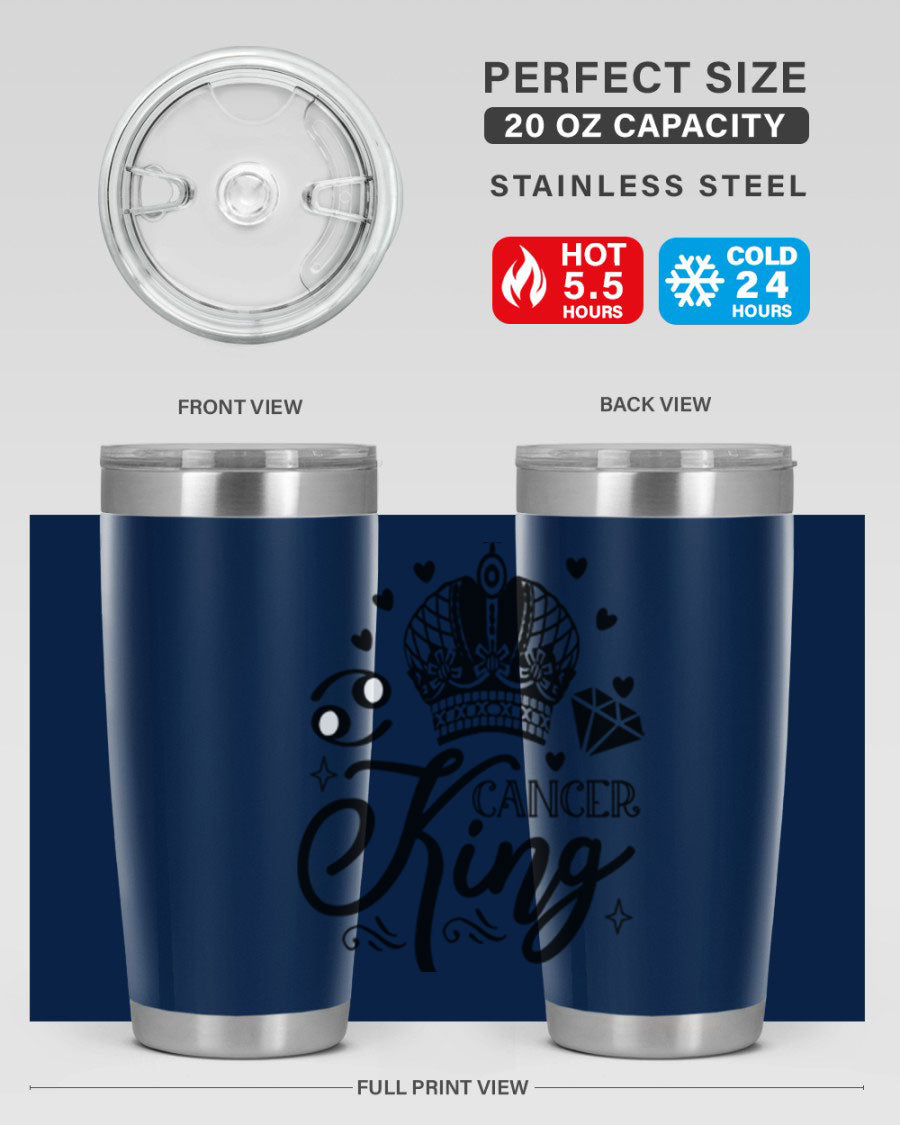 Cancer King 158# Zodiac Tumbler in stainless steel with a stylish design, perfect for hot and cold beverages.