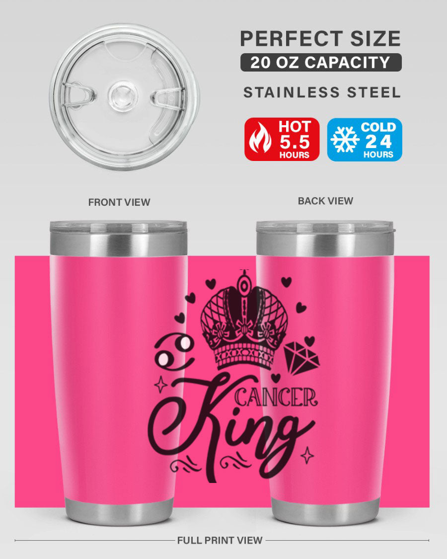 Cancer King 158# Zodiac Tumbler in stainless steel with a stylish design, perfect for hot and cold beverages.