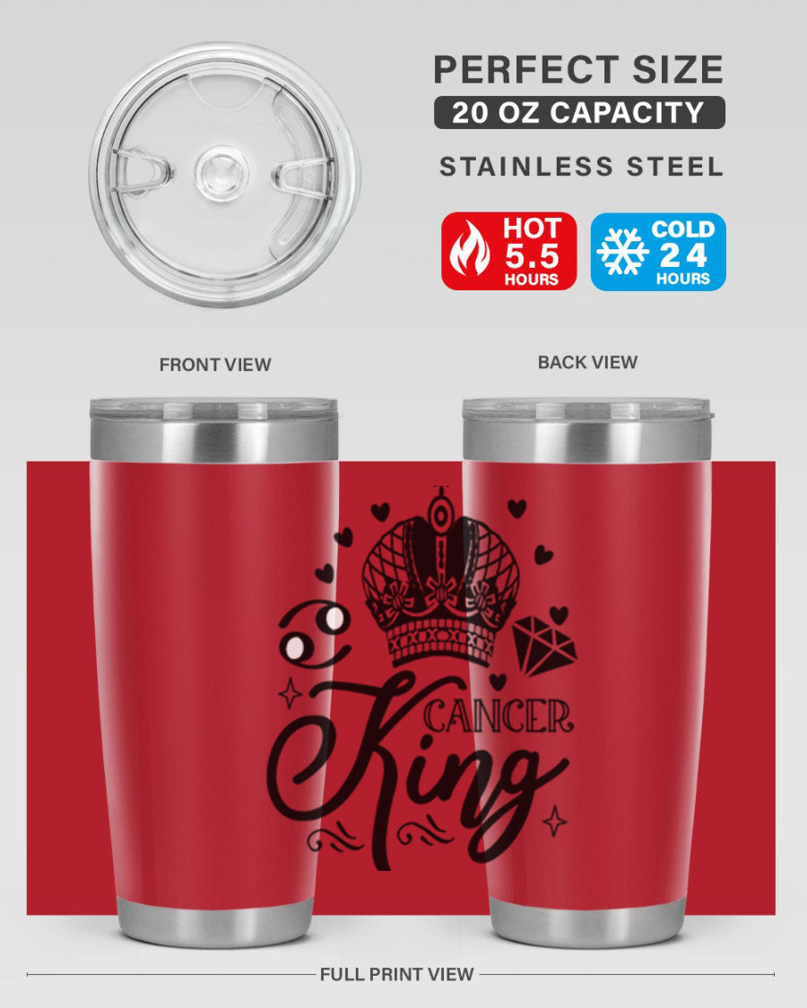 Cancer King 158# Zodiac Tumbler in stainless steel with a stylish design, perfect for hot and cold beverages.