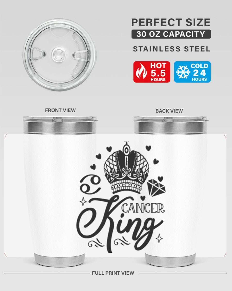 Cancer King 158# Zodiac Tumbler in stainless steel with a stylish design, perfect for hot and cold beverages.