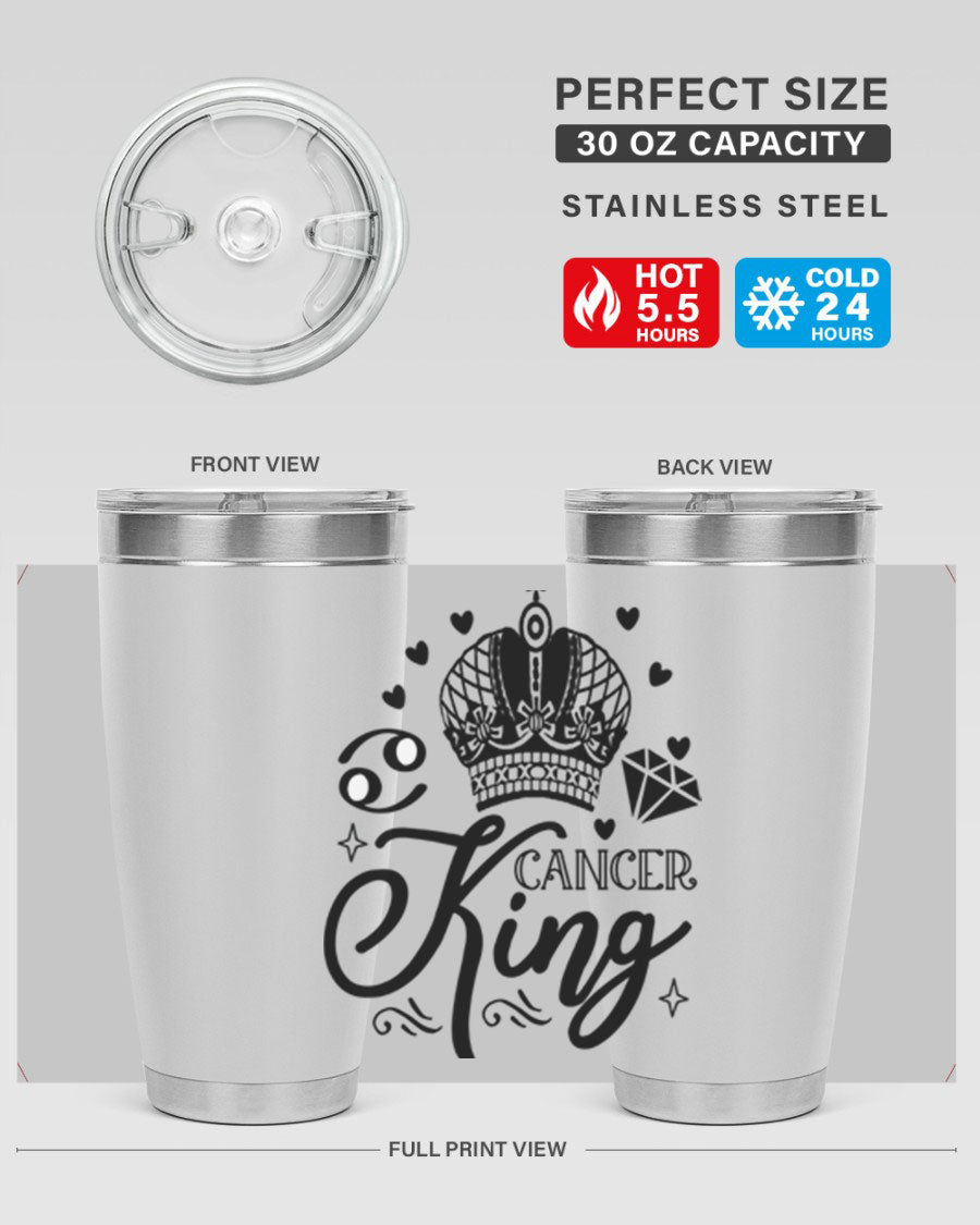 Cancer King 158# Zodiac Tumbler in stainless steel with a stylish design, perfect for hot and cold beverages.