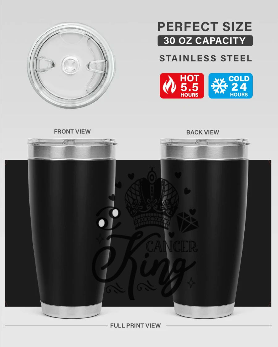 Cancer King 158# Zodiac Tumbler in stainless steel with a stylish design, perfect for hot and cold beverages.