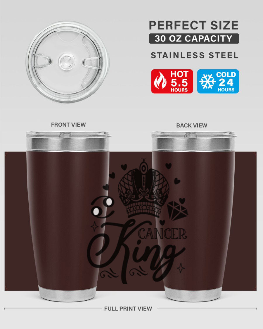 Cancer King 158# Zodiac Tumbler in stainless steel with a stylish design, perfect for hot and cold beverages.