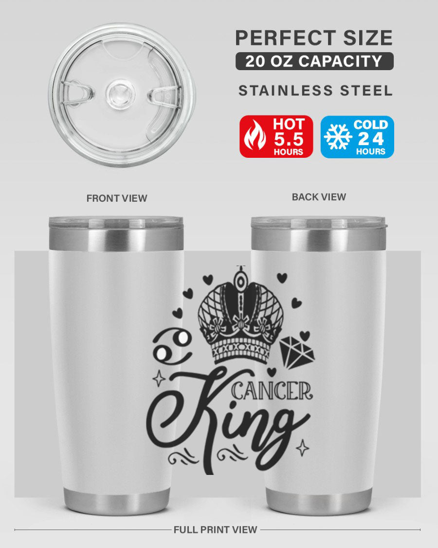 Cancer King 158# Zodiac Tumbler in stainless steel with a stylish design, perfect for hot and cold beverages.