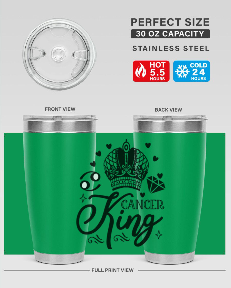 Cancer King 158# Zodiac Tumbler in stainless steel with a stylish design, perfect for hot and cold beverages.