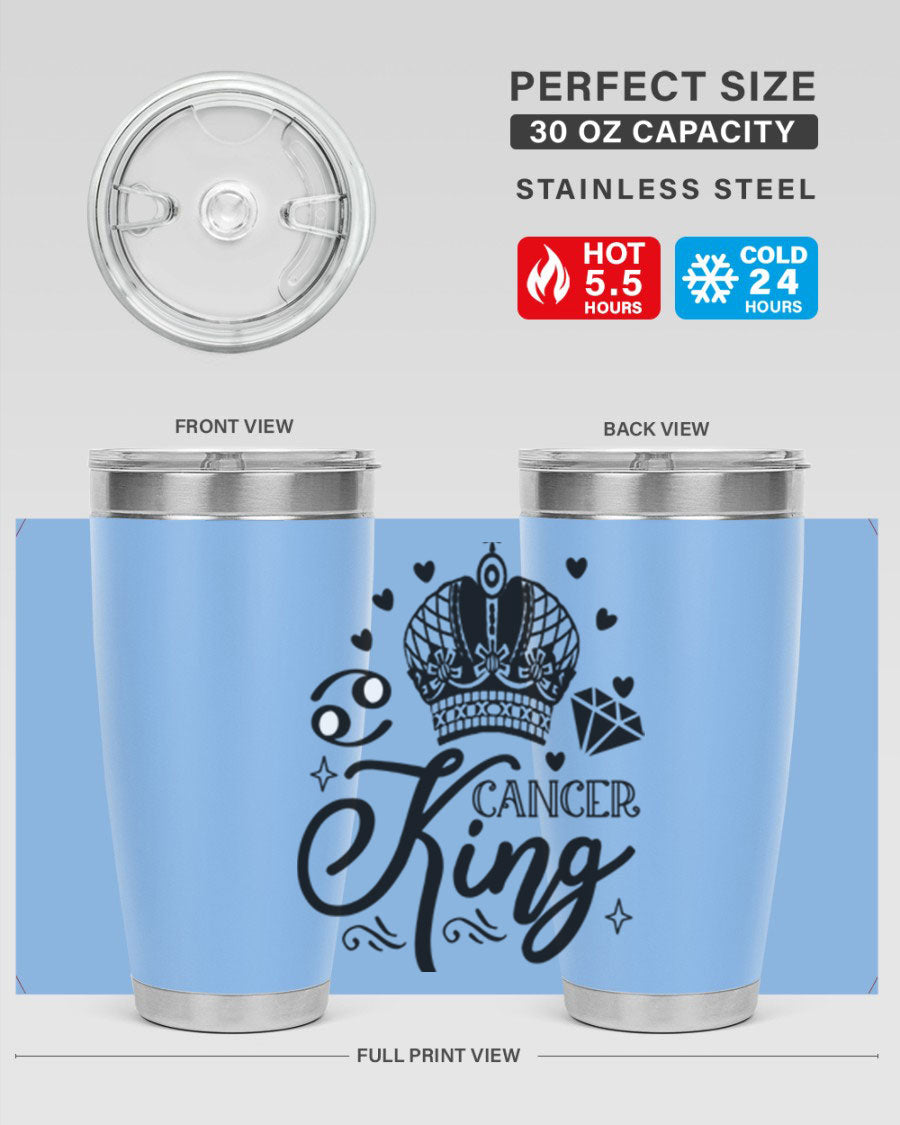 Cancer King 158# Zodiac Tumbler in stainless steel with a stylish design, perfect for hot and cold beverages.