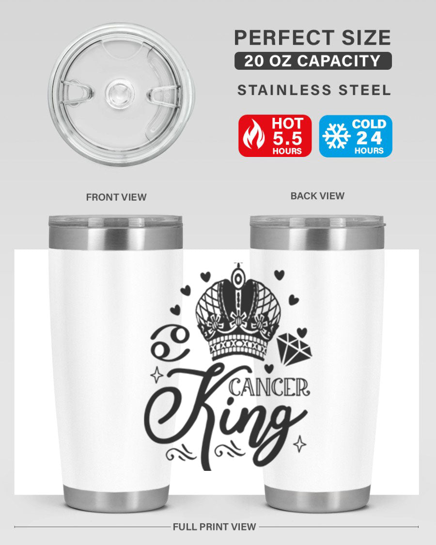 Cancer King 158# Zodiac Tumbler in stainless steel with a stylish design, perfect for hot and cold beverages.