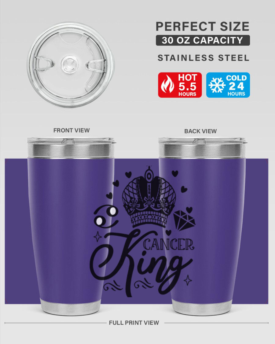 Cancer King 158# Zodiac Tumbler in stainless steel with a stylish design, perfect for hot and cold beverages.