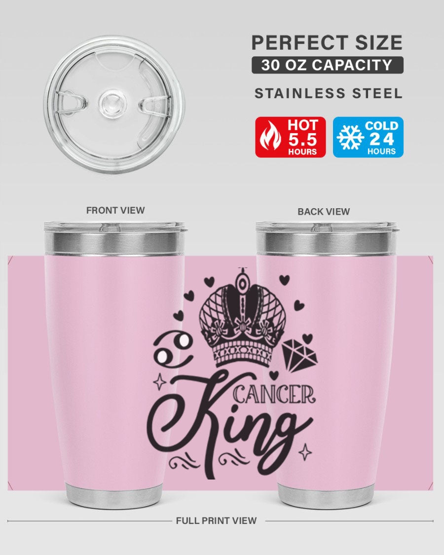 Cancer King 158# Zodiac Tumbler in stainless steel with a stylish design, perfect for hot and cold beverages.