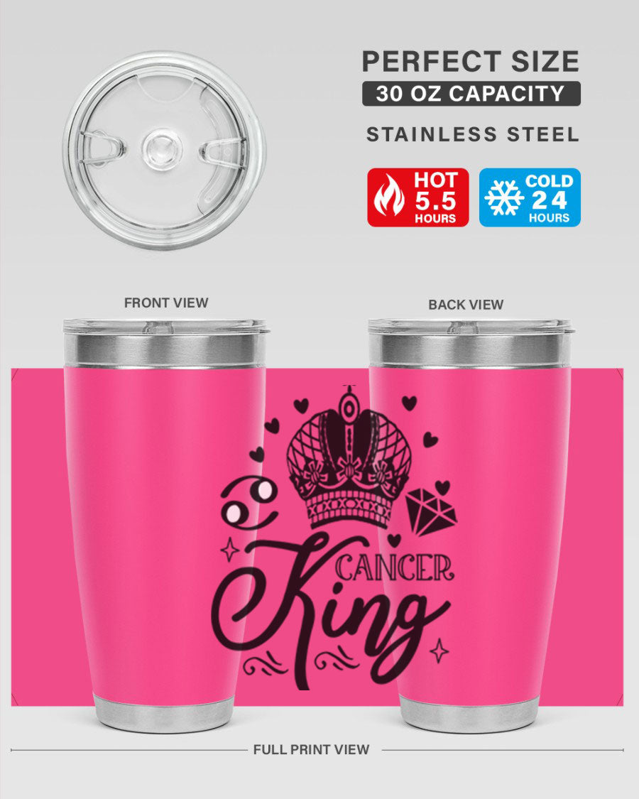 Cancer King 158# Zodiac Tumbler in stainless steel with a stylish design, perfect for hot and cold beverages.