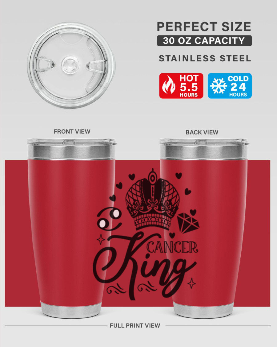 Cancer King 158# Zodiac Tumbler in stainless steel with a stylish design, perfect for hot and cold beverages.