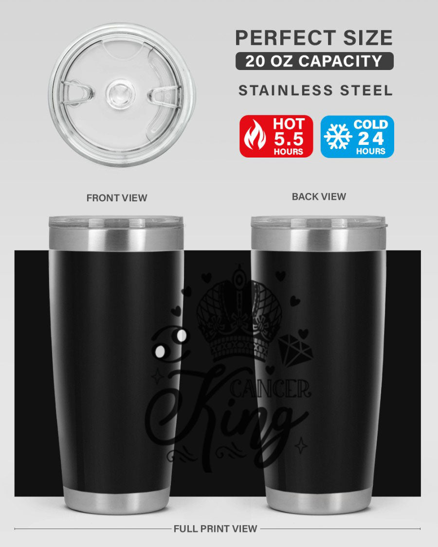 Cancer King 158# Zodiac Tumbler in stainless steel with a stylish design, perfect for hot and cold beverages.