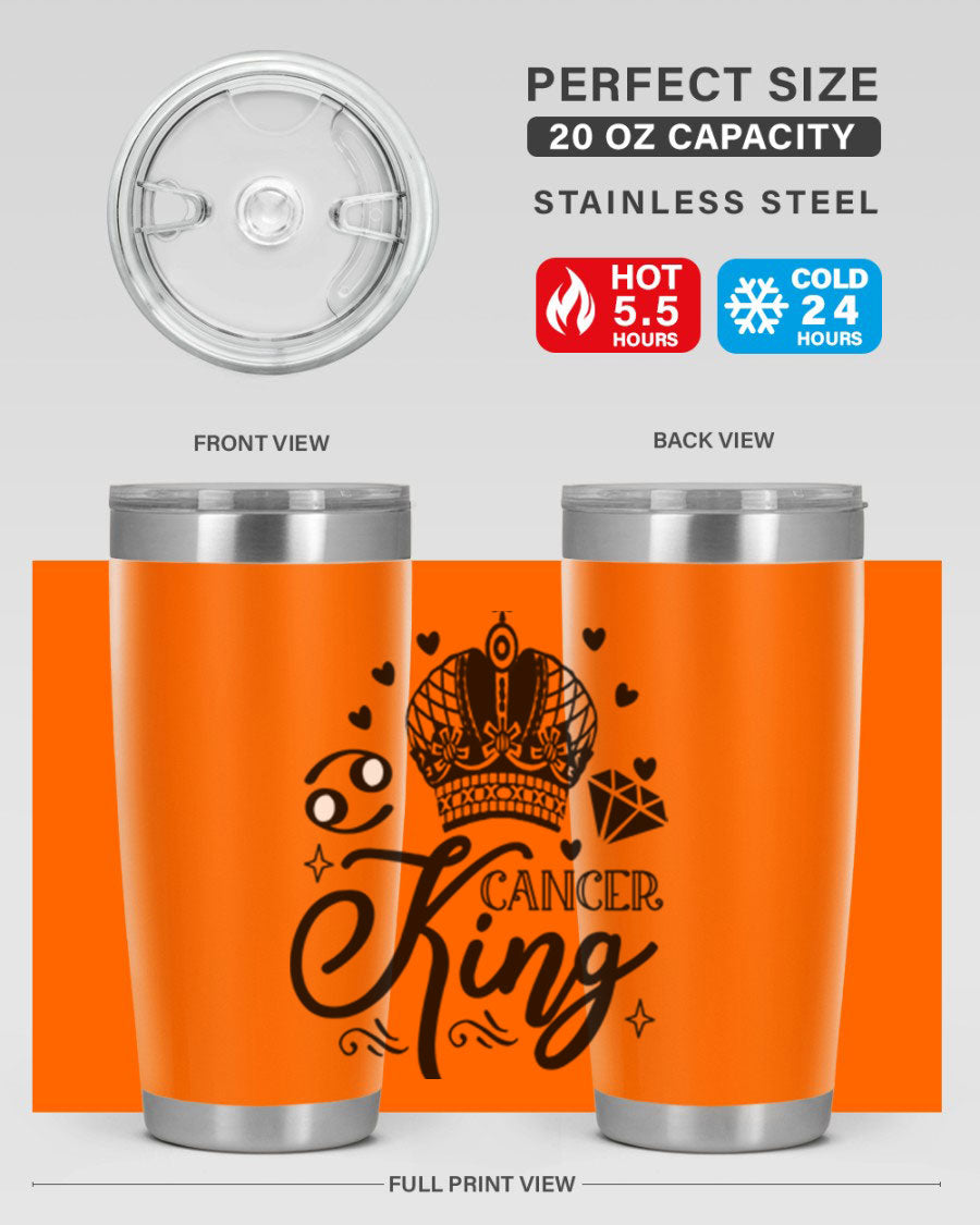 Cancer King 158# Zodiac Tumbler in stainless steel with a stylish design, perfect for hot and cold beverages.