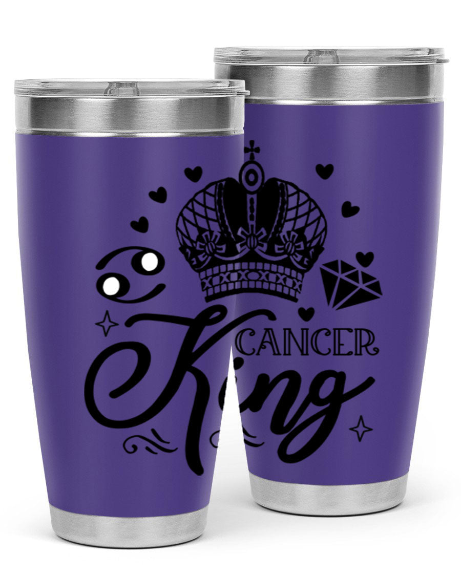 Cancer King 158# Zodiac Tumbler in stainless steel with a stylish design, perfect for hot and cold beverages.