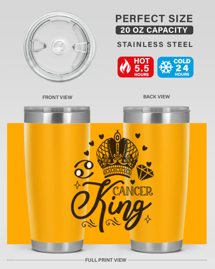 Cancer King 158# Zodiac Tumbler in stainless steel with a stylish design, perfect for hot and cold beverages.