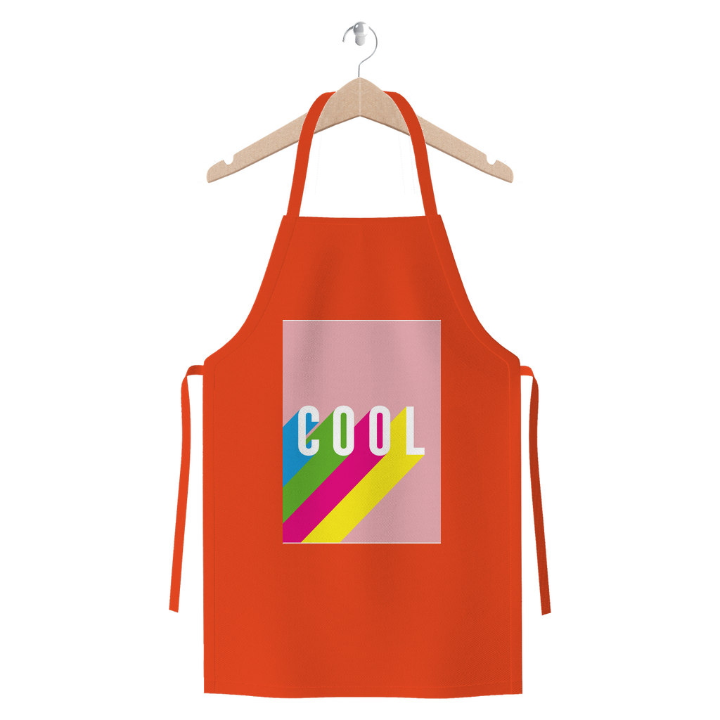 Cool Premium Jersey Apron made from heavyweight cotton twill, featuring self-fabric ties and available in various colors.