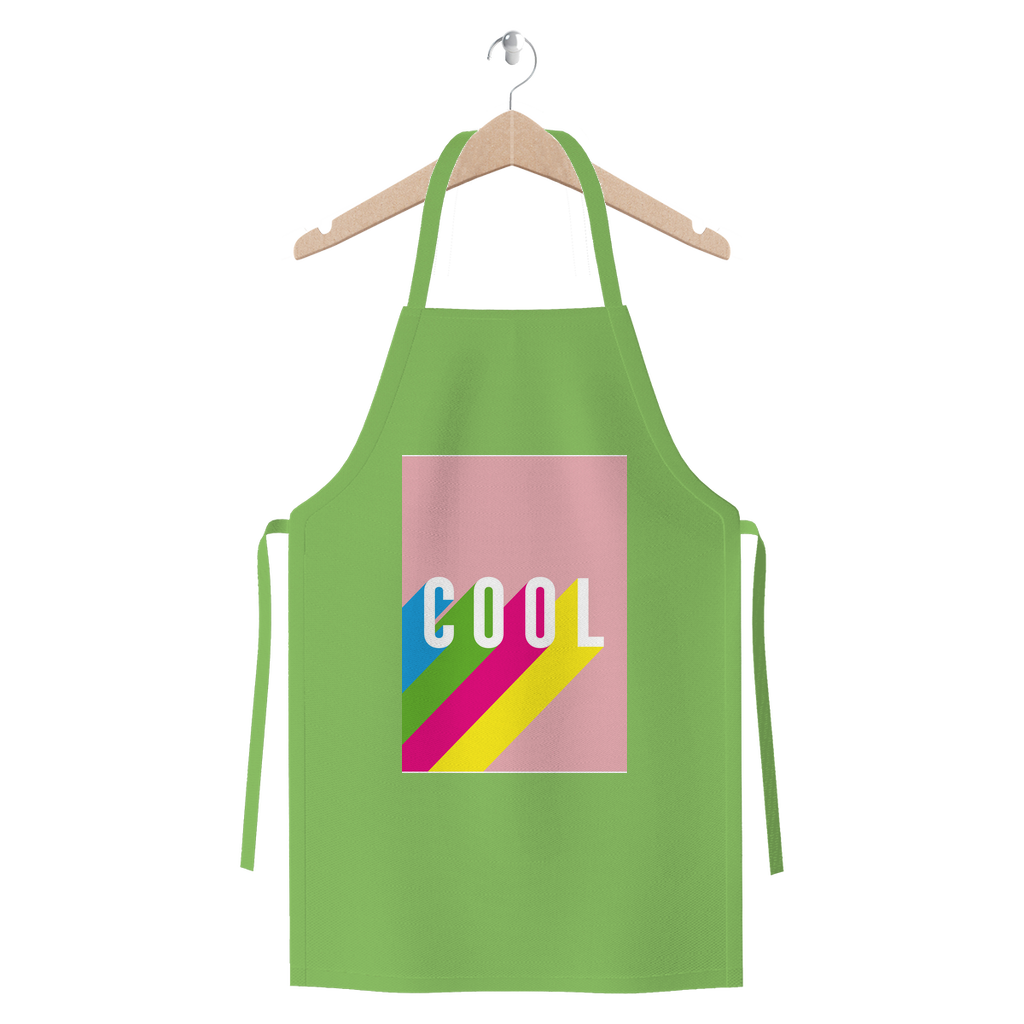 Cool Premium Jersey Apron made from heavyweight cotton twill, featuring self-fabric ties and available in various colors.