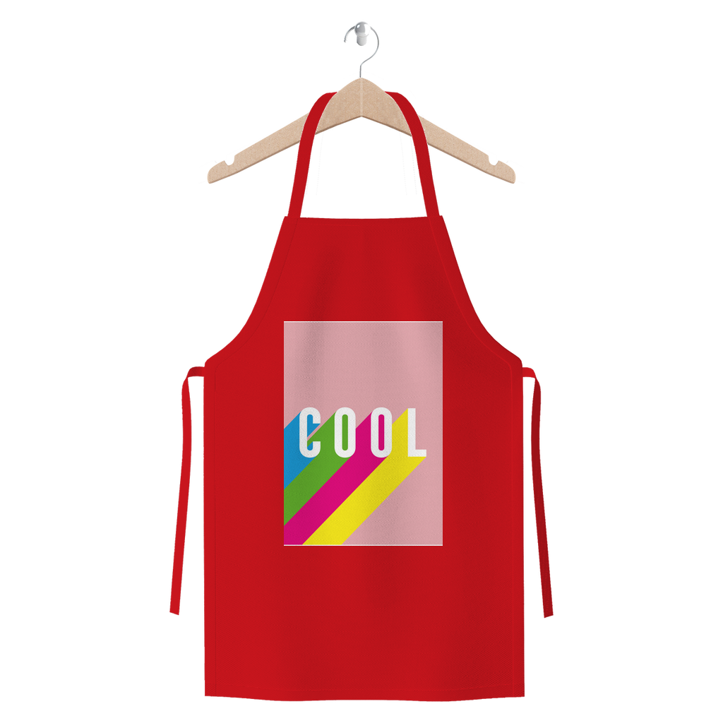 Cool Premium Jersey Apron made from heavyweight cotton twill, featuring self-fabric ties and available in various colors.