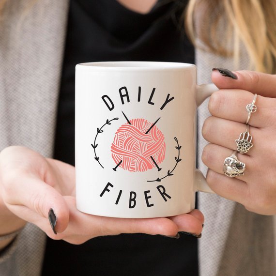 Daily Fiber Coffee Mug featuring a funny design, crafted from high-quality ceramic, perfect for coffee lovers.