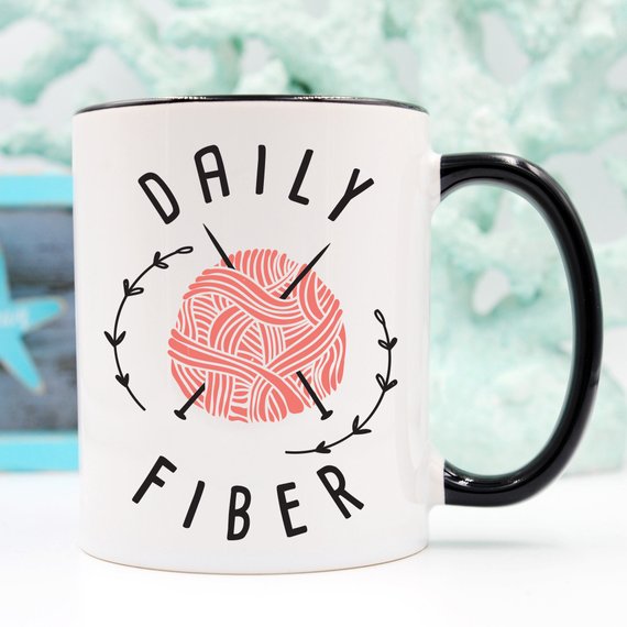 Daily Fiber Coffee Mug featuring a funny design, crafted from high-quality ceramic, perfect for coffee lovers.