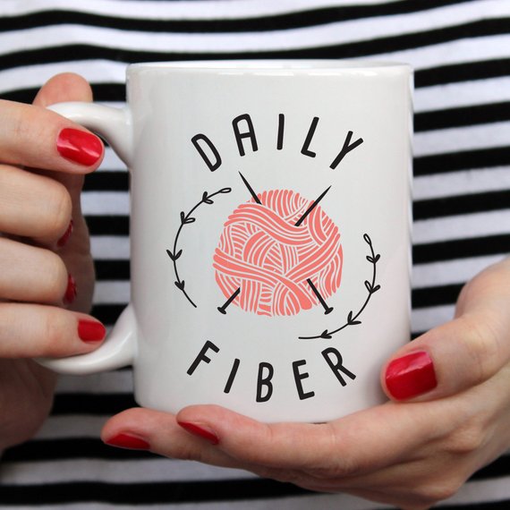 Daily Fiber Coffee Mug featuring a funny design, crafted from high-quality ceramic, perfect for coffee lovers.