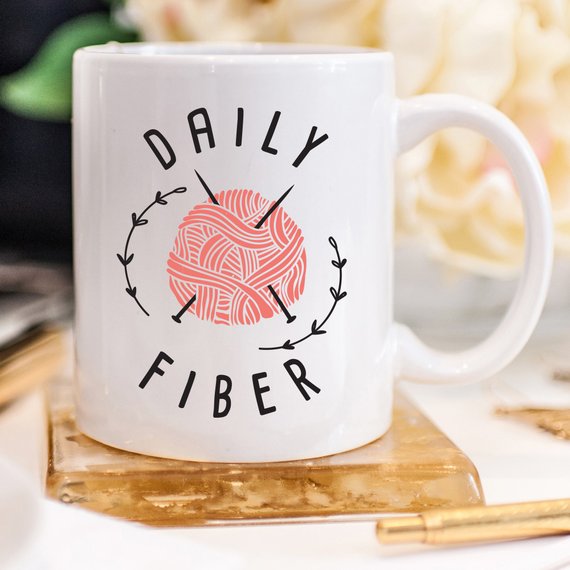 Daily Fiber Coffee Mug featuring a funny design, crafted from high-quality ceramic, perfect for coffee lovers.