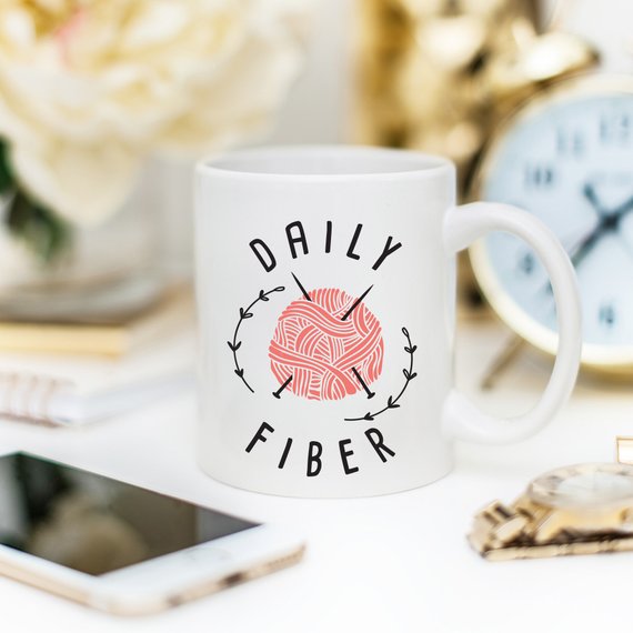 Daily Fiber Coffee Mug featuring a funny design, crafted from high-quality ceramic, perfect for coffee lovers.