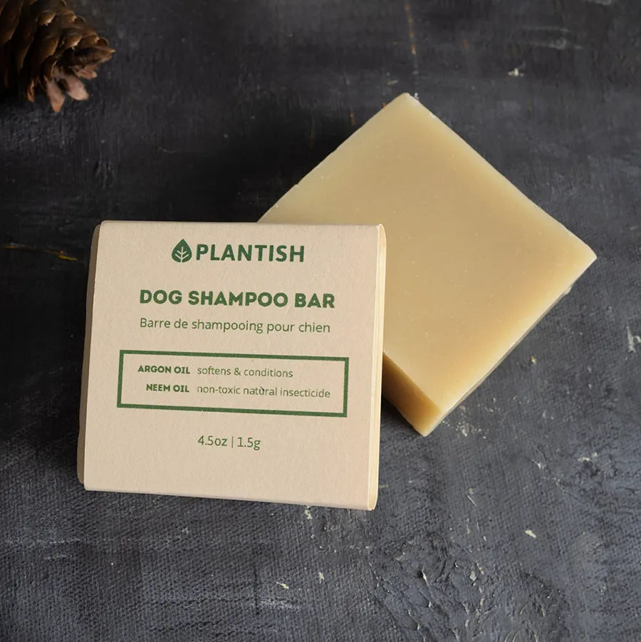 Natural Dog Shampoo Bar with organic ingredients, suitable for all dog breeds, unscented and cruelty-free.