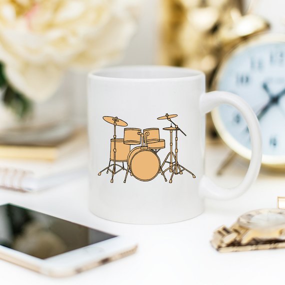 A humorous Drummer Coffee Mug featuring a fun design, perfect for coffee lovers and drummers, made from high-quality ceramic.