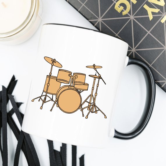 A humorous Drummer Coffee Mug featuring a fun design, perfect for coffee lovers and drummers, made from high-quality ceramic.