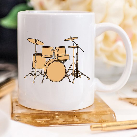 A humorous Drummer Coffee Mug featuring a fun design, perfect for coffee lovers and drummers, made from high-quality ceramic.