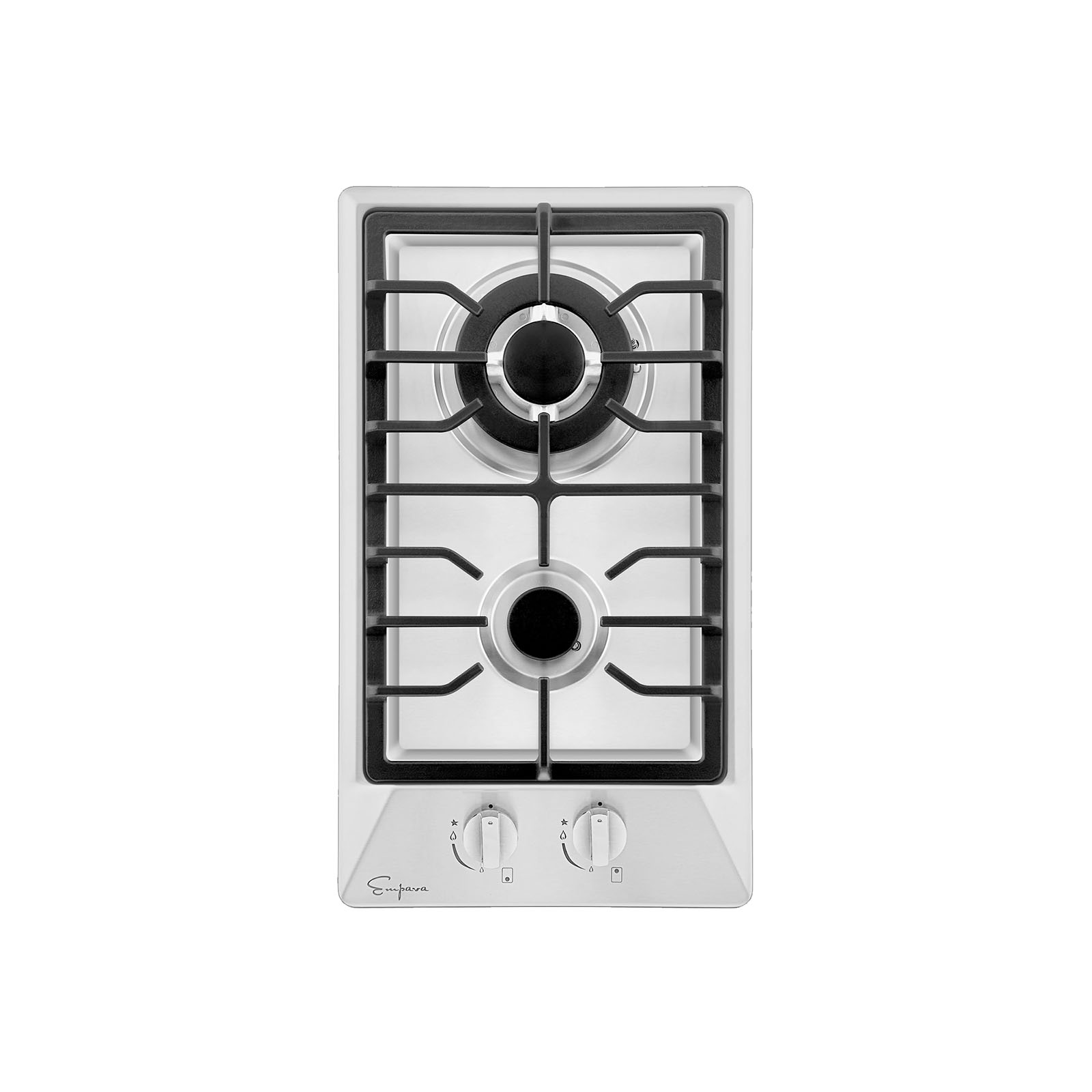 Empava 12 inch Stainless Steel Gas Cooktop with four burners and sleek design, perfect for modern kitchens.