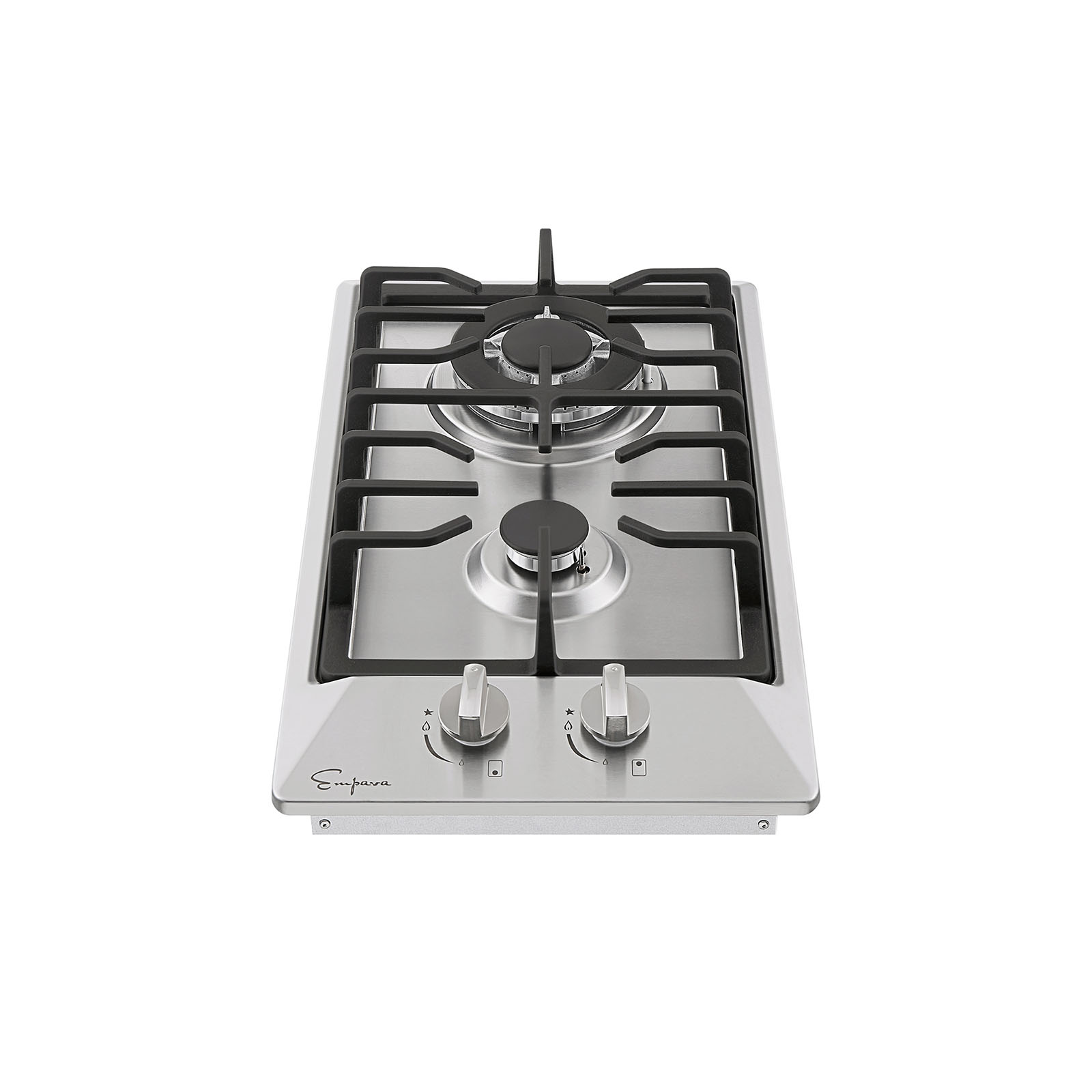 Empava 12 inch Stainless Steel Gas Cooktop with four burners and sleek design, perfect for modern kitchens.