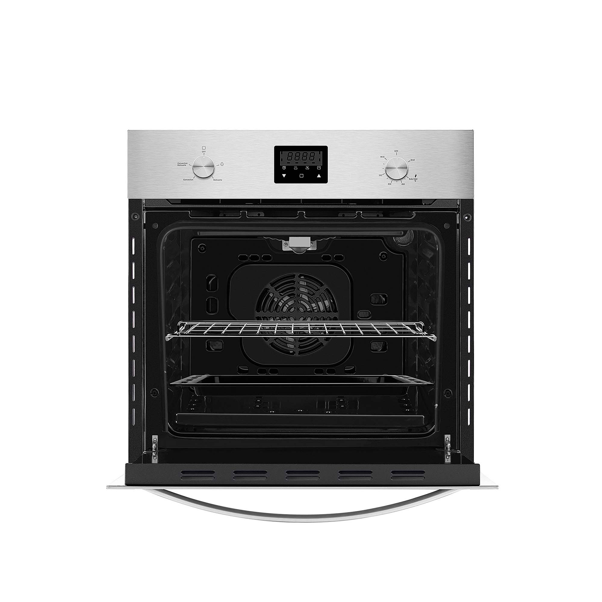 Empava 24 in. Single Gas Wall Oven with stainless steel finish and large window for monitoring cooking.