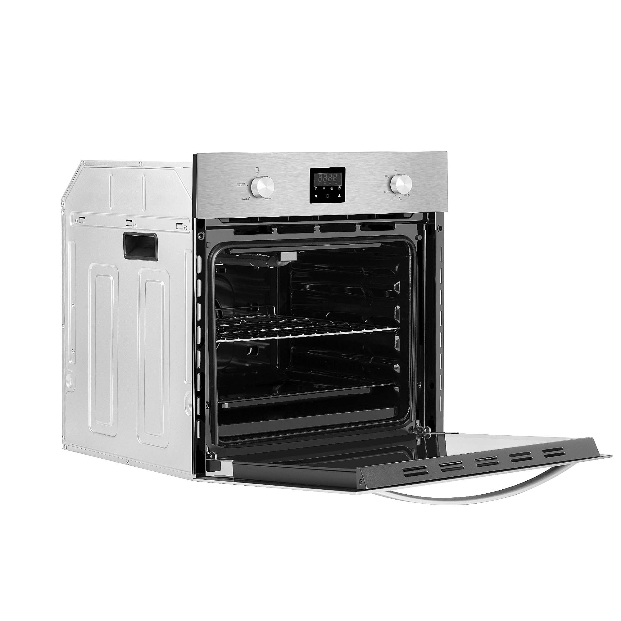 Empava 24 in. Single Gas Wall Oven with stainless steel finish and large window for monitoring cooking.