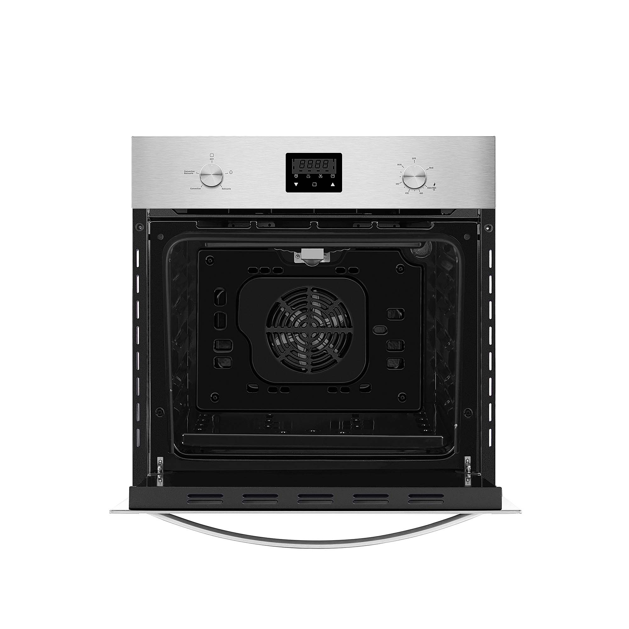 Empava 24 in. Single Gas Wall Oven with stainless steel finish and large window for monitoring cooking.