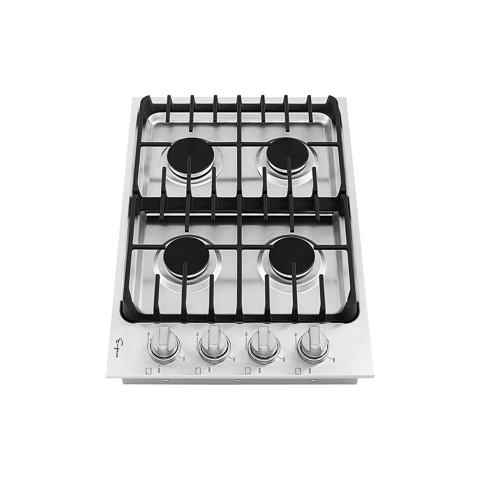 Empava 30GC33 30 in. Built-in Stainless Steel Gas Cooktop with four burners and sleek design.