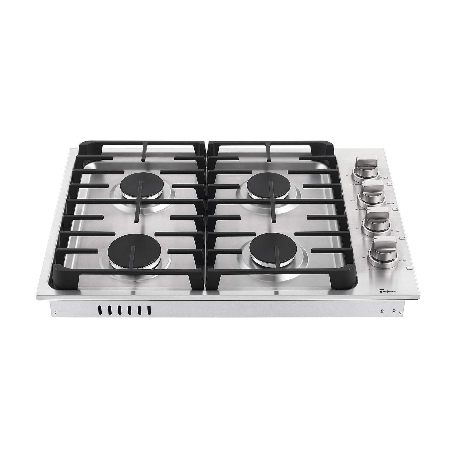 Empava 30GC33 30 in. Built-in Stainless Steel Gas Cooktop with four burners and sleek design.