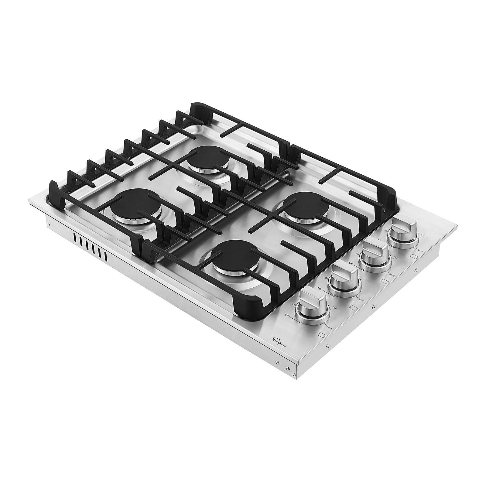 Empava 30GC33 30 in. Built-in Stainless Steel Gas Cooktop with four burners and sleek design.