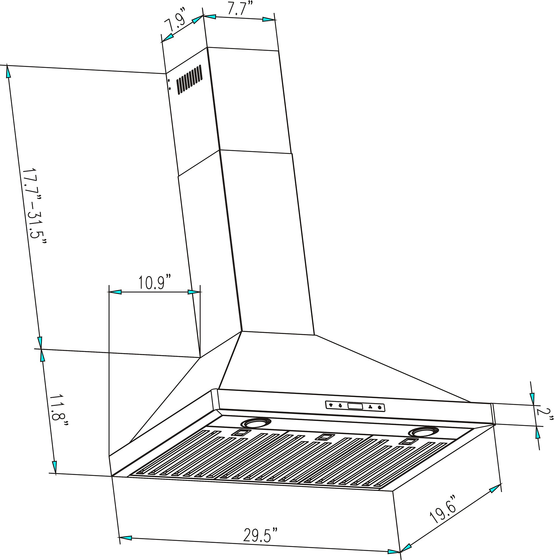 Empava 30RH03 30 in. Wall Mount Range Hood in stainless steel with touch controls and remote.