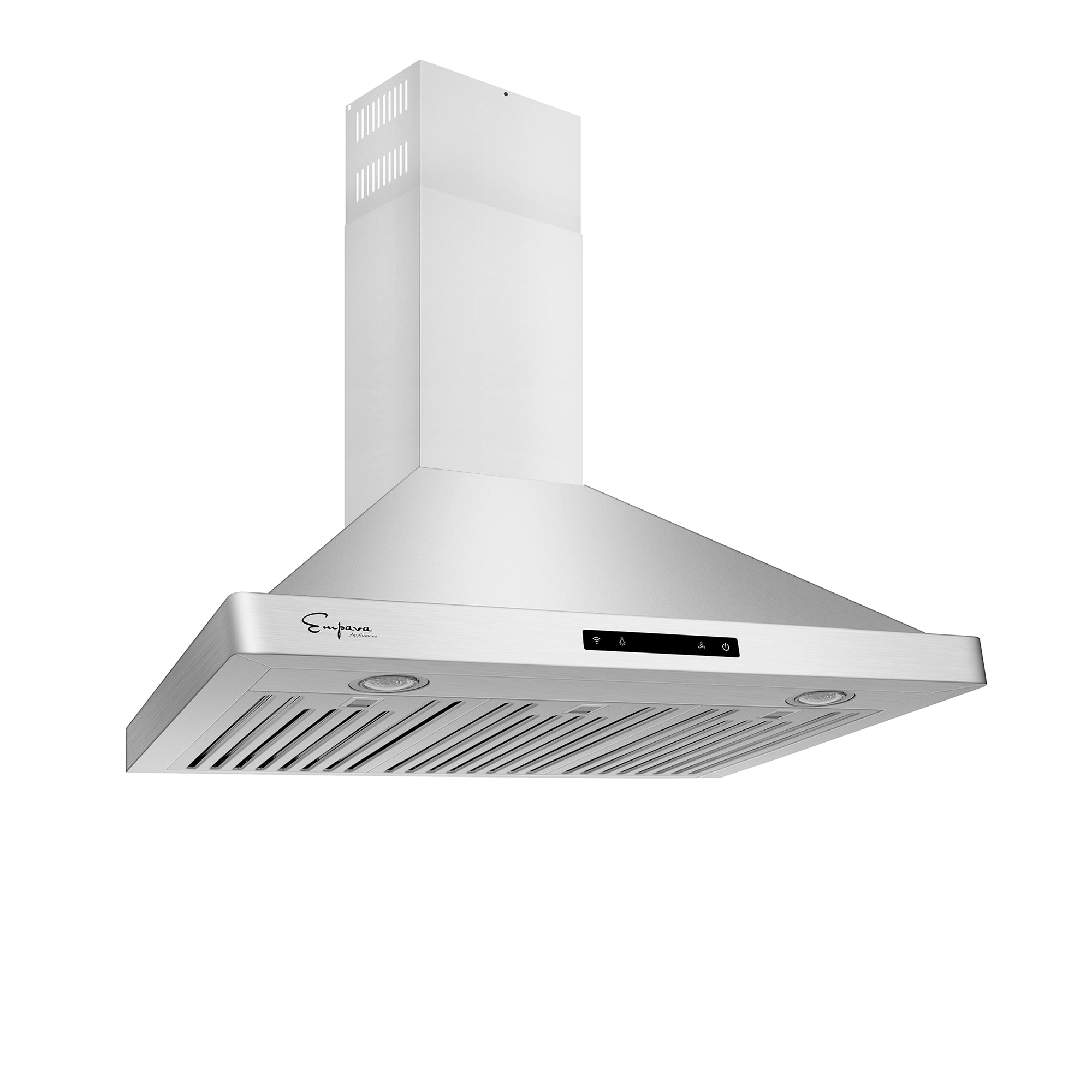 Empava 30RH03 30 in. Wall Mount Range Hood in stainless steel with touch controls and remote.