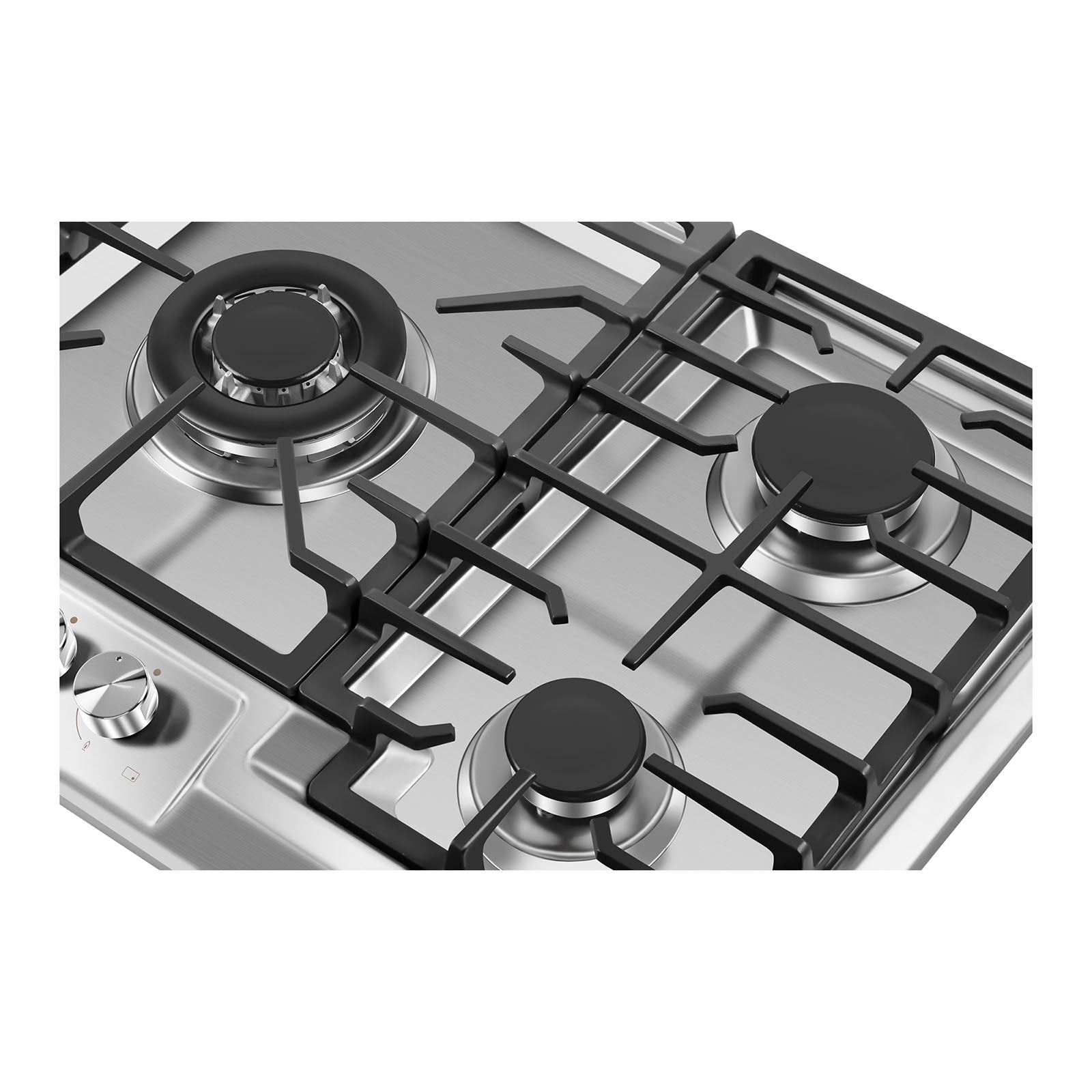 Empava 36GC23 Built-in Gas Cooktop with four burners and heavy cast iron grates, showcasing its sleek design and functionality.